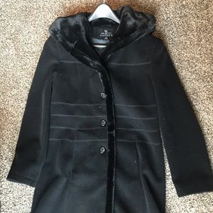 Black hooded pea coat